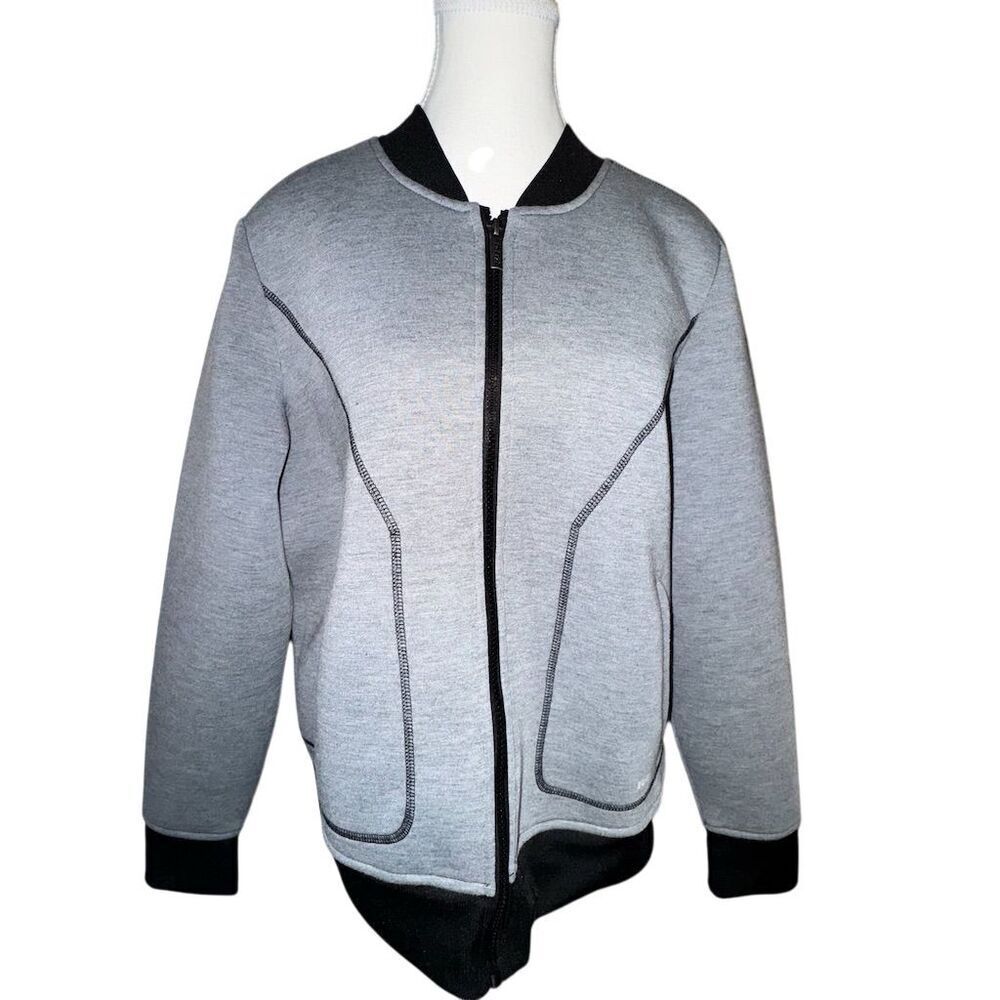 RBX Reebok Women's‎ Gray Track Bomber Jacket Size L Zip-Up Mid-Length Activewear